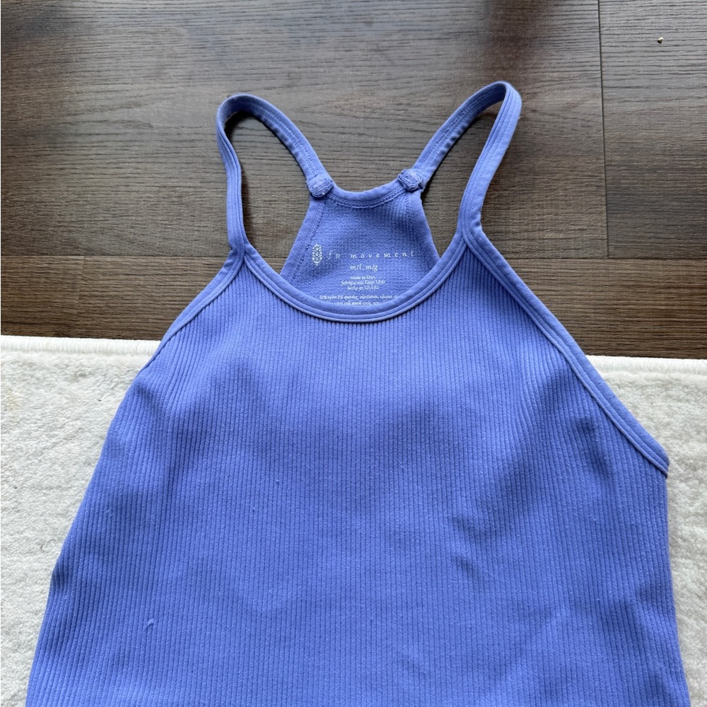 FP Movement Ribbed Periwinkle Crop Tank Top